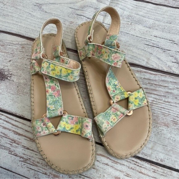 LoveShackFancy x Manebi Espadrille Hiking Sandals Pastel Floral Size 40 / US 10 - Picture 1 of 6